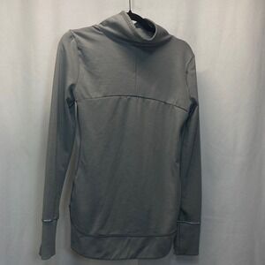 Athleta Gray Funnel Neck Thumb Hole Pullover Women's XXS Athletic Top Reflective